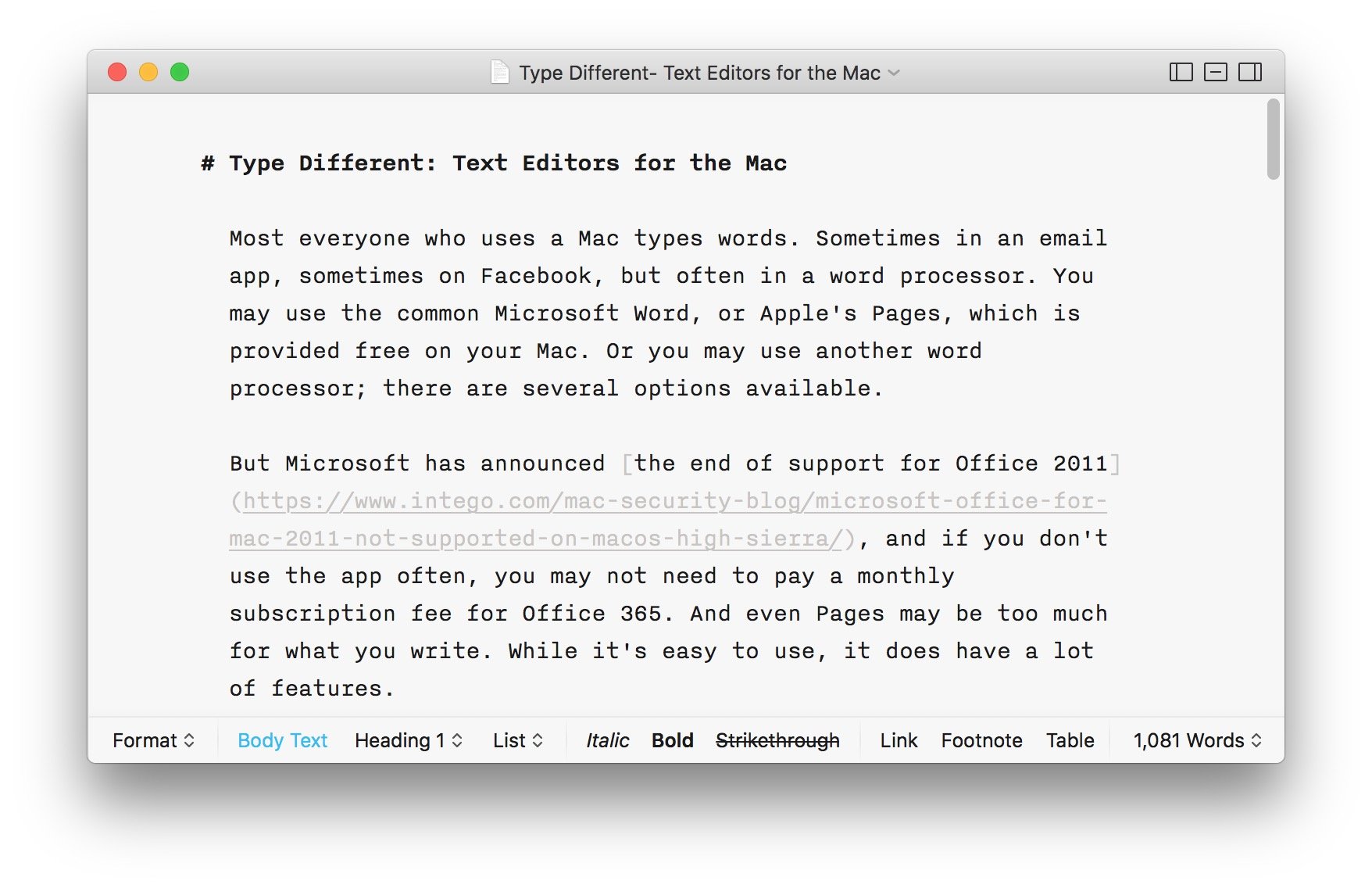 text editors for mac